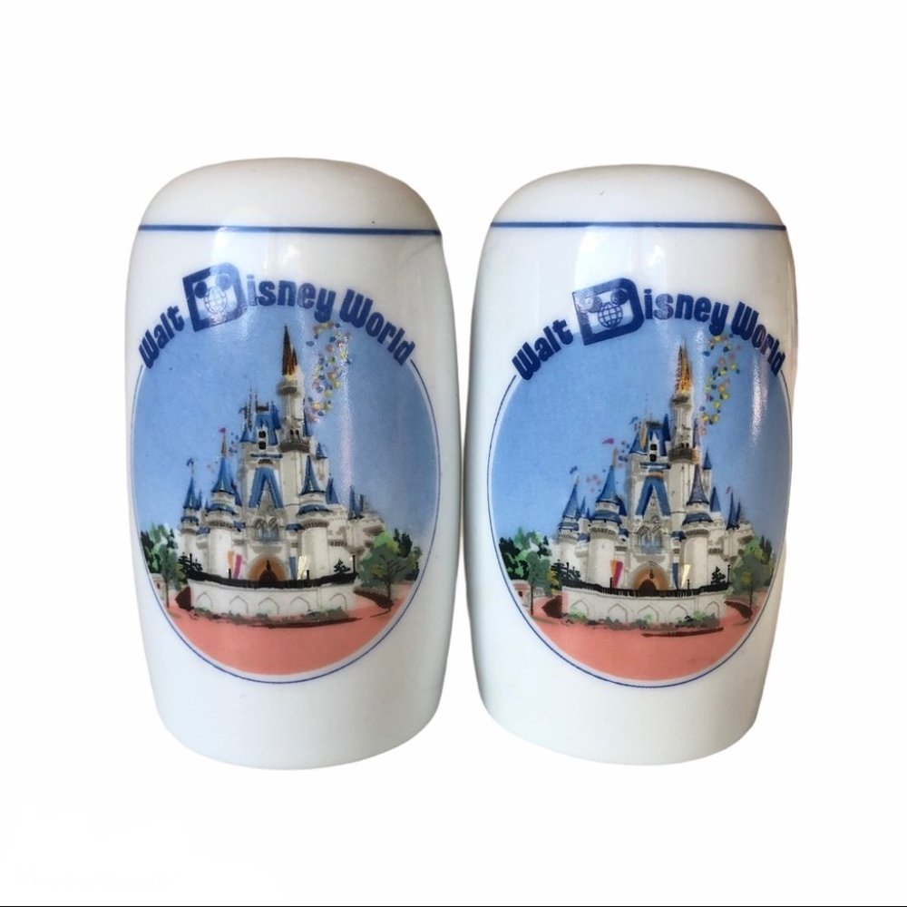 Vintage Walt Disney World Salt and Pepper Shakers White Blue